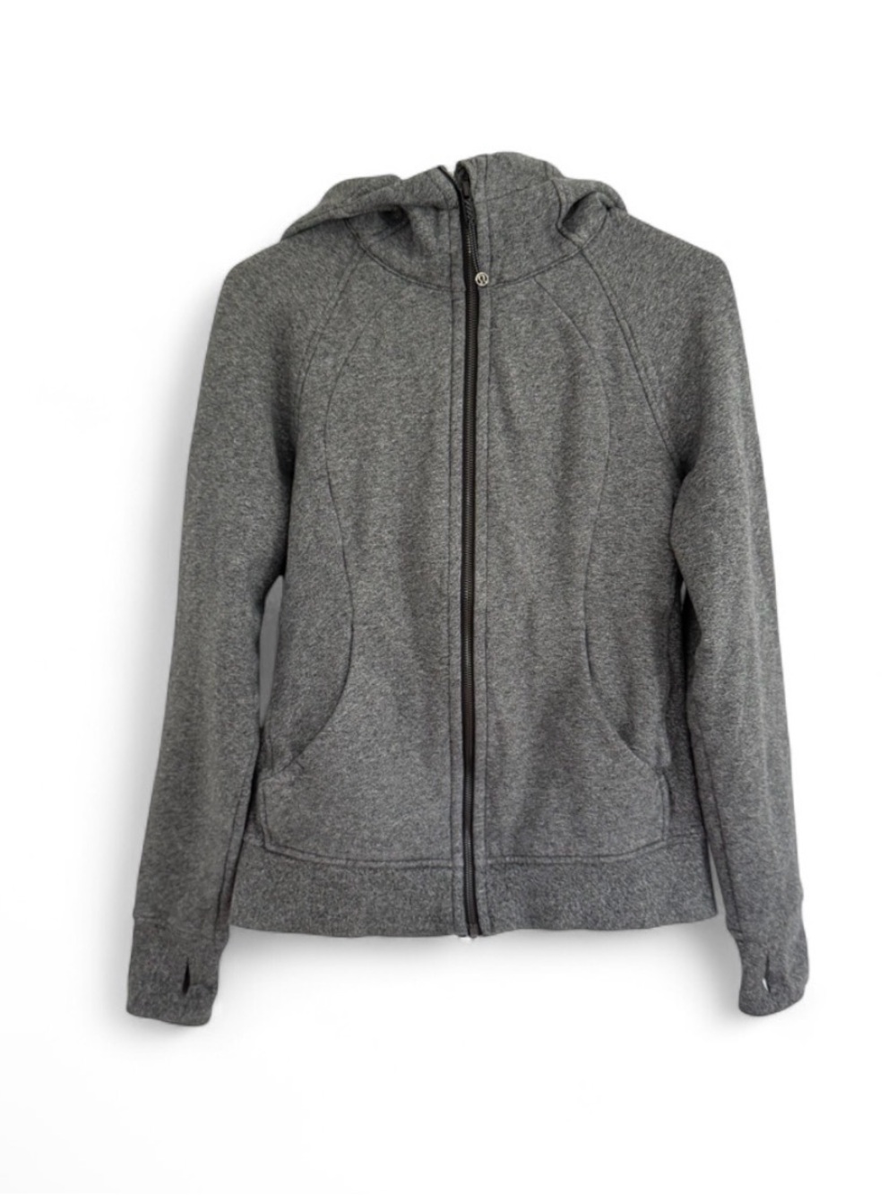 Lululemon Women's Scuba Full-Zip Hoodie Heathered Gray 8 Cozy Athleisure Yoga